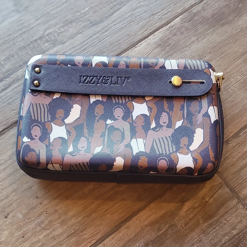 IZZY & LIV Powerful Women Crossbody Clutch Bag w/ Adjustable Strap Gold Accents - Picture 9 of 13